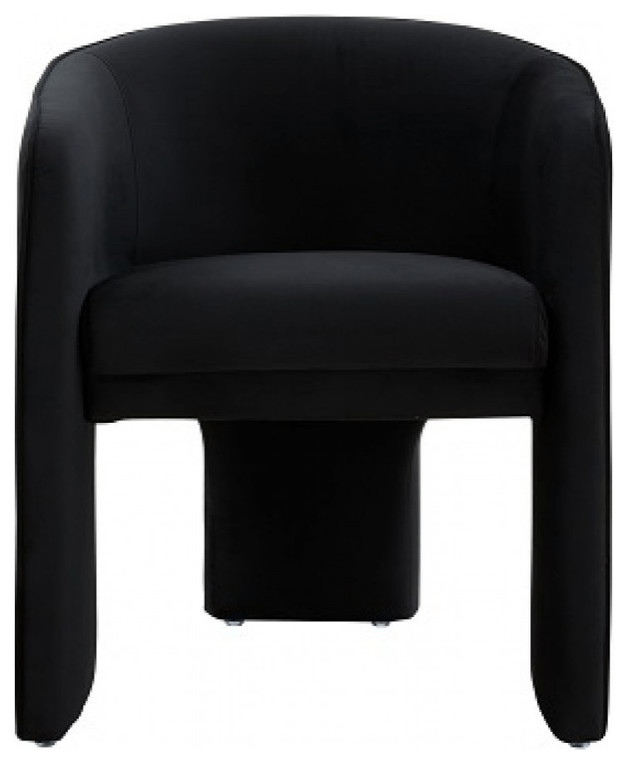 24 quotBlack Velvet Mod Three Leg Arm Chair   Transitional   Armchairs And Accent Chairs   by HomeRoots  Houzz