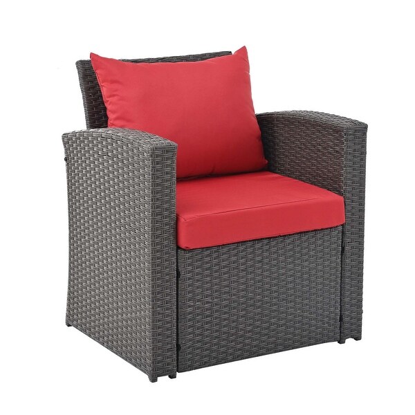 4Piece PE Wicker Patio Conversation Set with Cushions