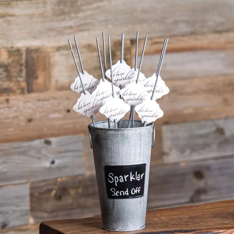 Silver Galvanized Bucket For Decoration Wedding Sparklers Sparkler Send Off Bucket Sign