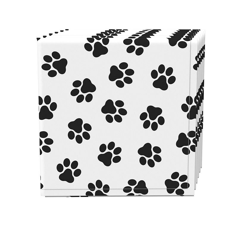 Napkin Set of 4， 100% Cotton， 20x20， Paw Prints