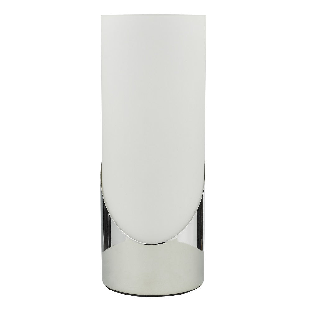 DAR FAR4250 Faris Polished Chrome & White Glass Modern Cylinder Touch Table Lamp