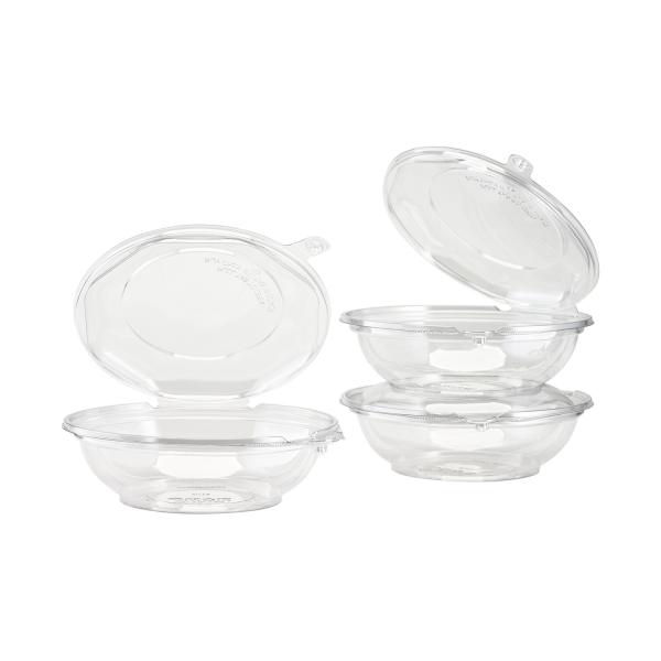 Karat 16oz PET Plastic Tamper Resistant Hinged Salad Bowl with Dome Lid - 240 sets