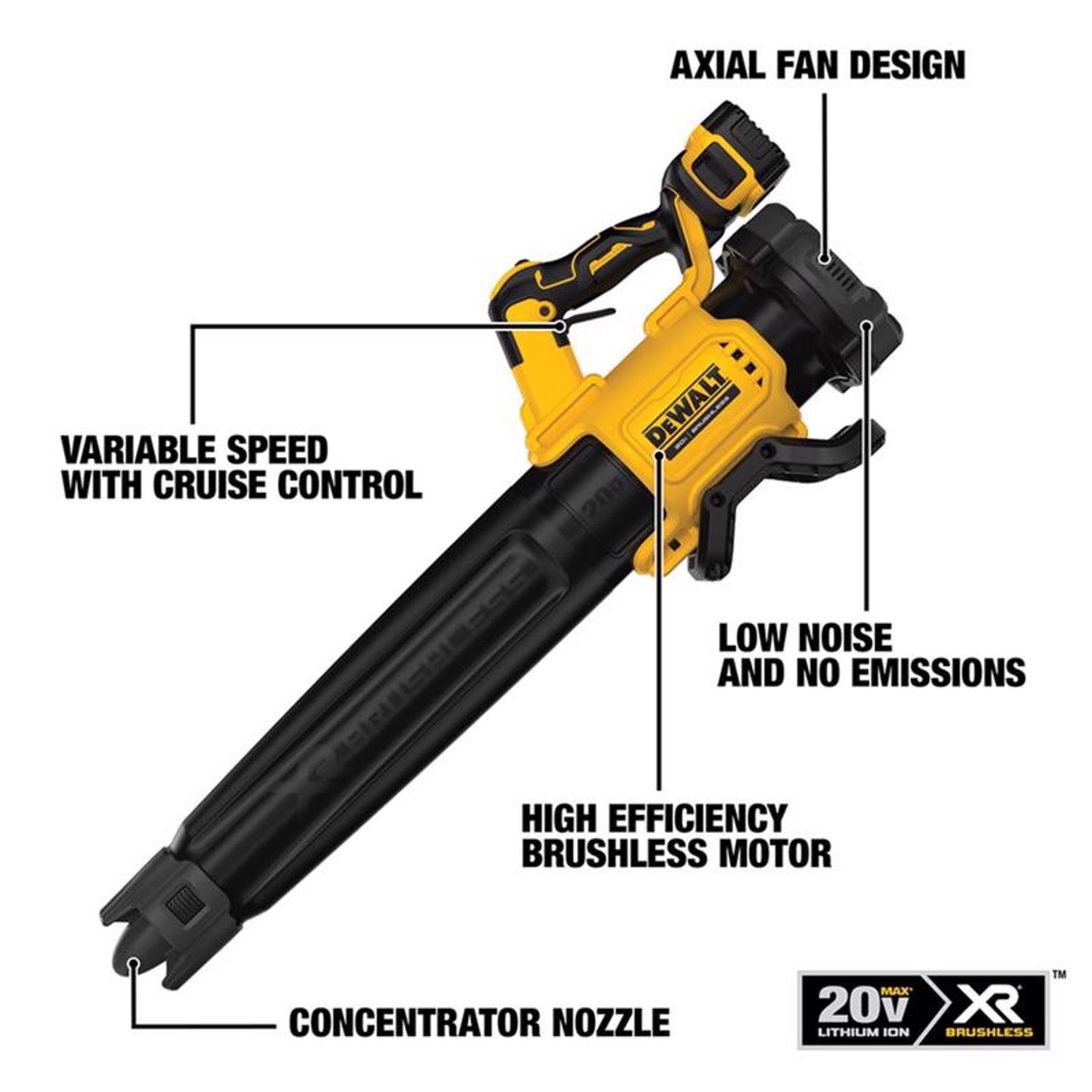 DW 20V MAX DCBL722P1 125 mph 450 CFM 20 V Battery Handheld Blower Kit (Battery \u0026 Charger)