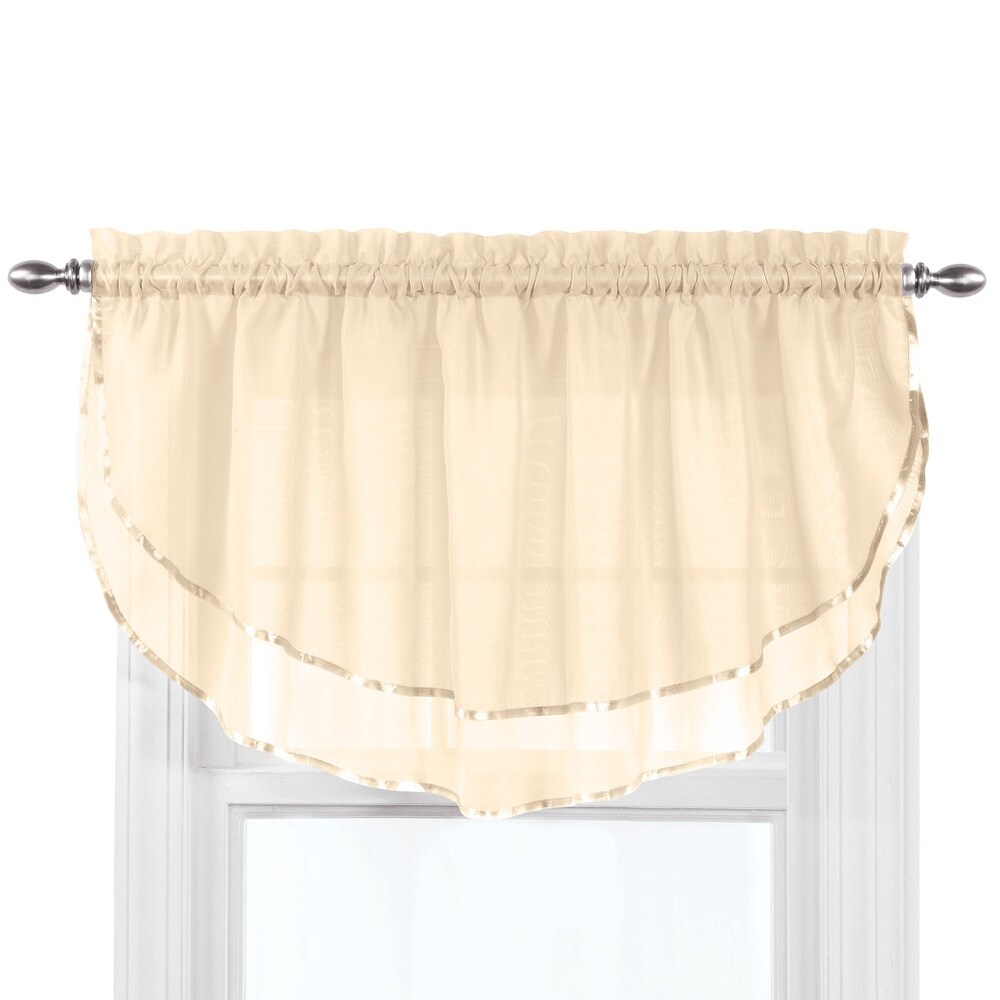 Elegance Sheer Fabric Rod Pocket Top Ascot Window Valance   7.000 x 5.750 x 1.250