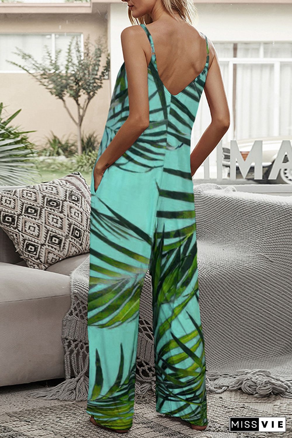 Print Long Pants Loose Jumpsuit Wholesale