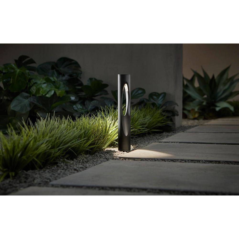 Hampton Bay Trinity Hill Low Voltage Matte Black Integrated LED Contemporary Bollard Path Light KZA1501LX-01