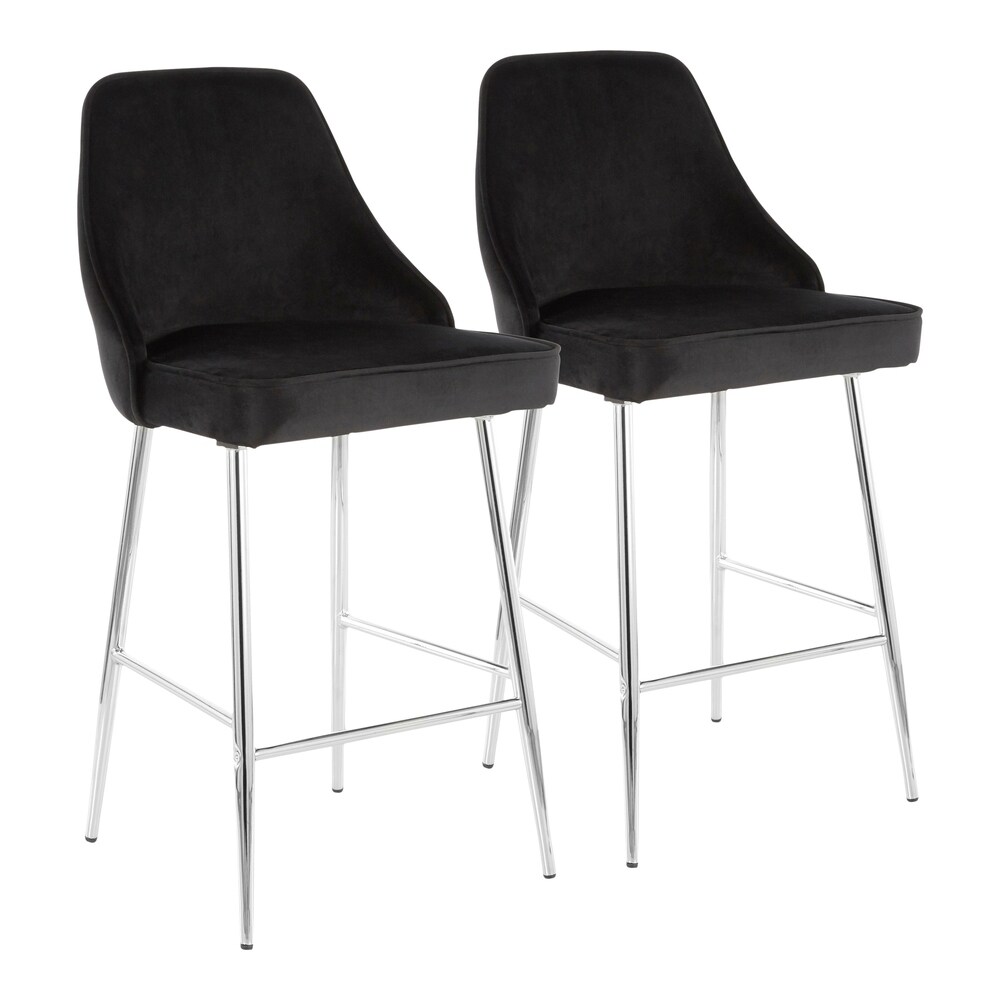 Silver Orchid Naldi Contemporary Chrome Counter Stool (Set of 2)   N/A