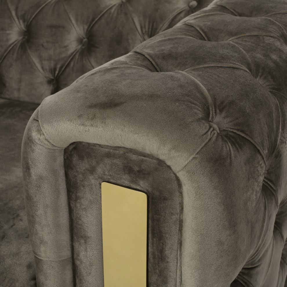 Giovanna Modern Glam Tufted Velvet 3 Seater Sofa   Contemporary   Sofas   by GDFStudio  Houzz