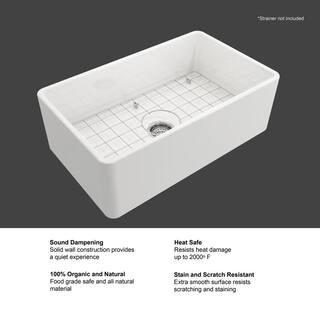 Glacier Bay Farmhouse Apron-Front Fireclay 30 in. Single Bowl Kitchen Sink in White with Bottom Grid 3ABRB-38-001