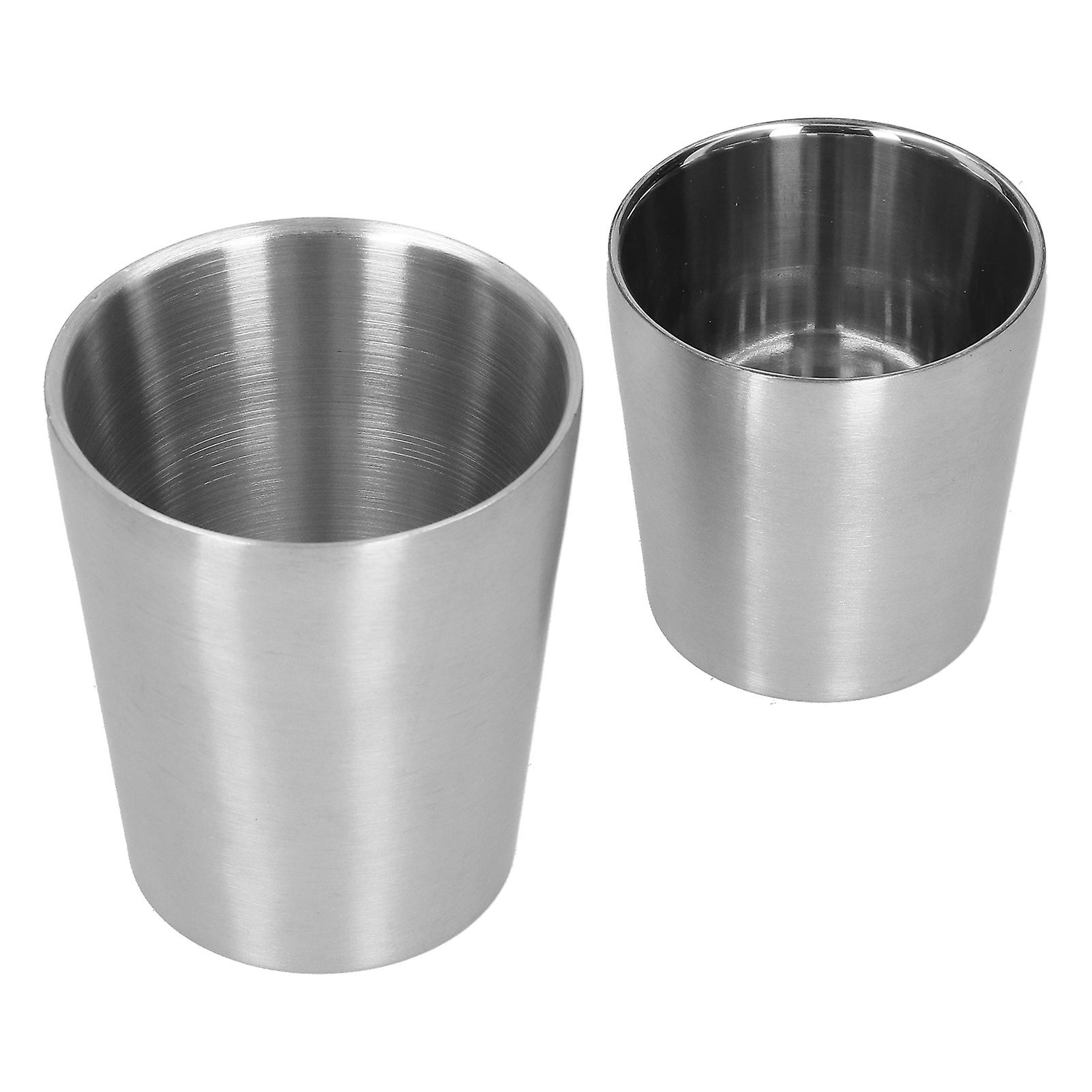 2pcs 304 Stainless Steel Mugs Double Wall Beer Wine Cups Coffee Mug (180ml 300ml)