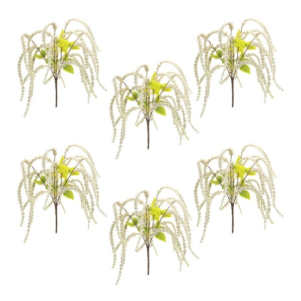 Set of 6 White Blooming Artificial Bushes 26.5