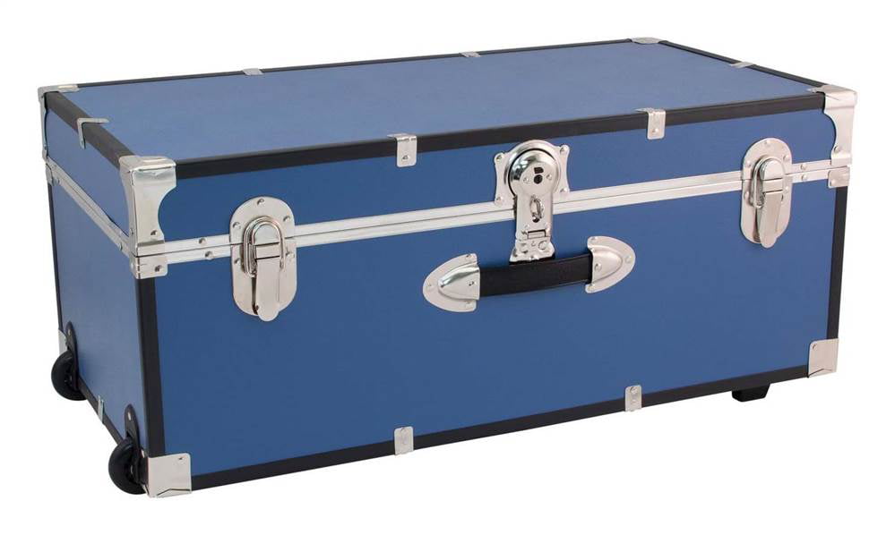 Seward Trunks Adult Wood Trunk with Wheels and Lock in Mist Blue