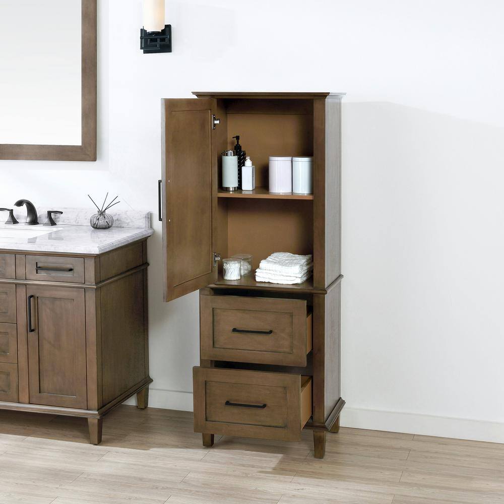 Home Decorators Collection Sonoma 23 in. W x 15 in. D x 60 in. H Linen Cabinet in Almond Latte Sonoma LC-AL