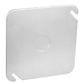 Southwire 4 in. Steel Metallic Square Cover Flat with 12 in. Knockout (1-Pack) 52C6-UPC