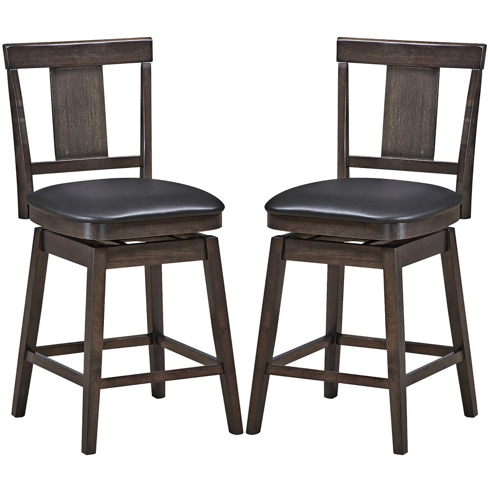 1PC/2PCS/3PCS/4PCS Swivel Bar Stool 24 inch Upholstered Counter Height   Dark Grey