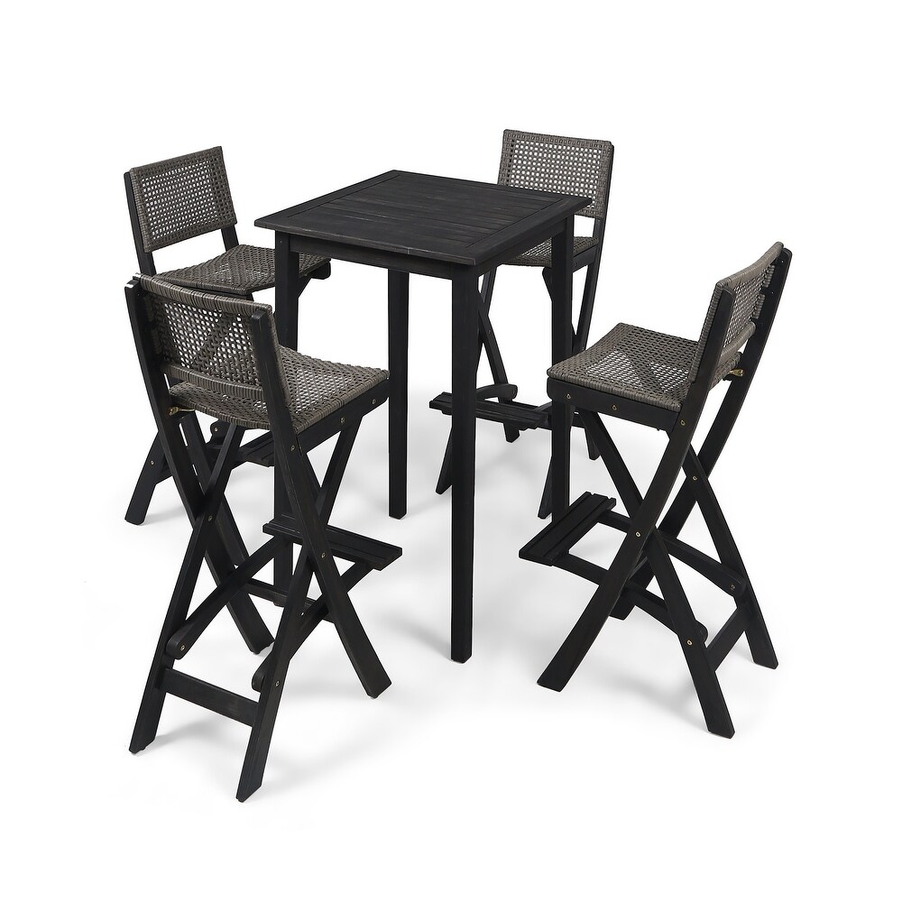 Polaris Wood and Wicker 5 piece Outdoor Bar Height Dining Set by Christopher Knight Home