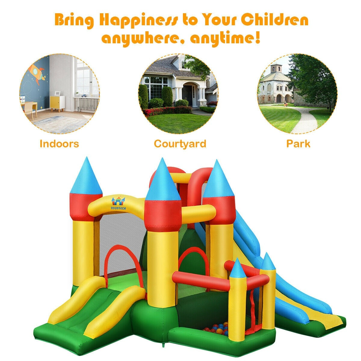 Inflatable Bounce House, 6-in-1 Jumping Castle Bouncer (with 780W Air Blower)