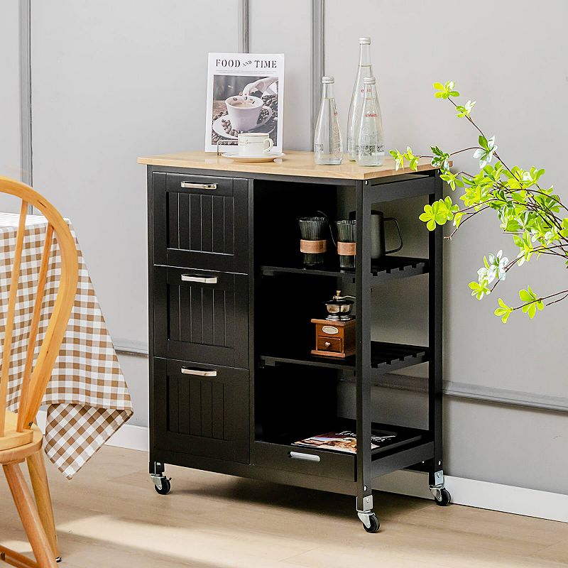 Rolling Kitchen Island Utility Storage Cart with 3 Large Drawers