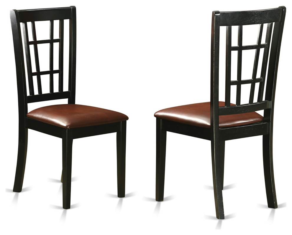 Set of 2 Nicoli Dining Chair With Faux Leather Upholstered Seat   Transitional   Dining Chairs   by Morning Design Group  Inc  Houzz