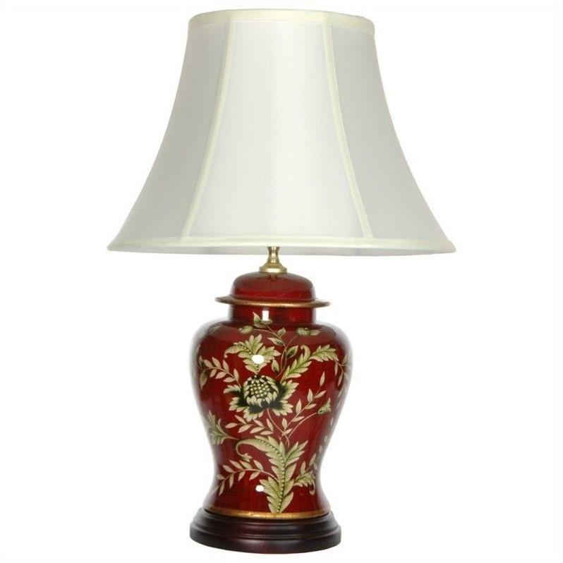 Oriental Furniture 22.5 Golden Foliage Porcelain Lamp， decorative lamp， table lamp， any occasion， any room item