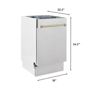 ZLINE Kitchen and Bath Autograph Edition 18 in. Top Control Tall Tub Dishwasher 3rd Rack in Fingerprint Resistant Stainless  Champagne Bronze DWVZ-SN-18-CB