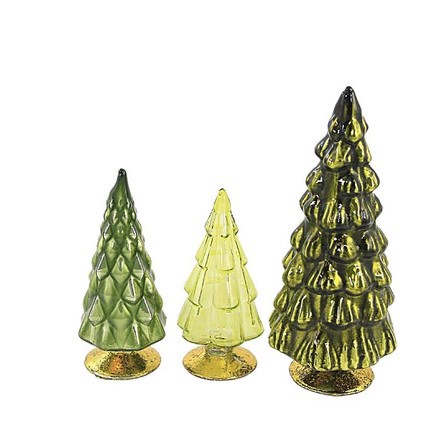 Small Green Hue Trees Set 3 Textured Mini Forest Cody Foster Decorative Sculptures