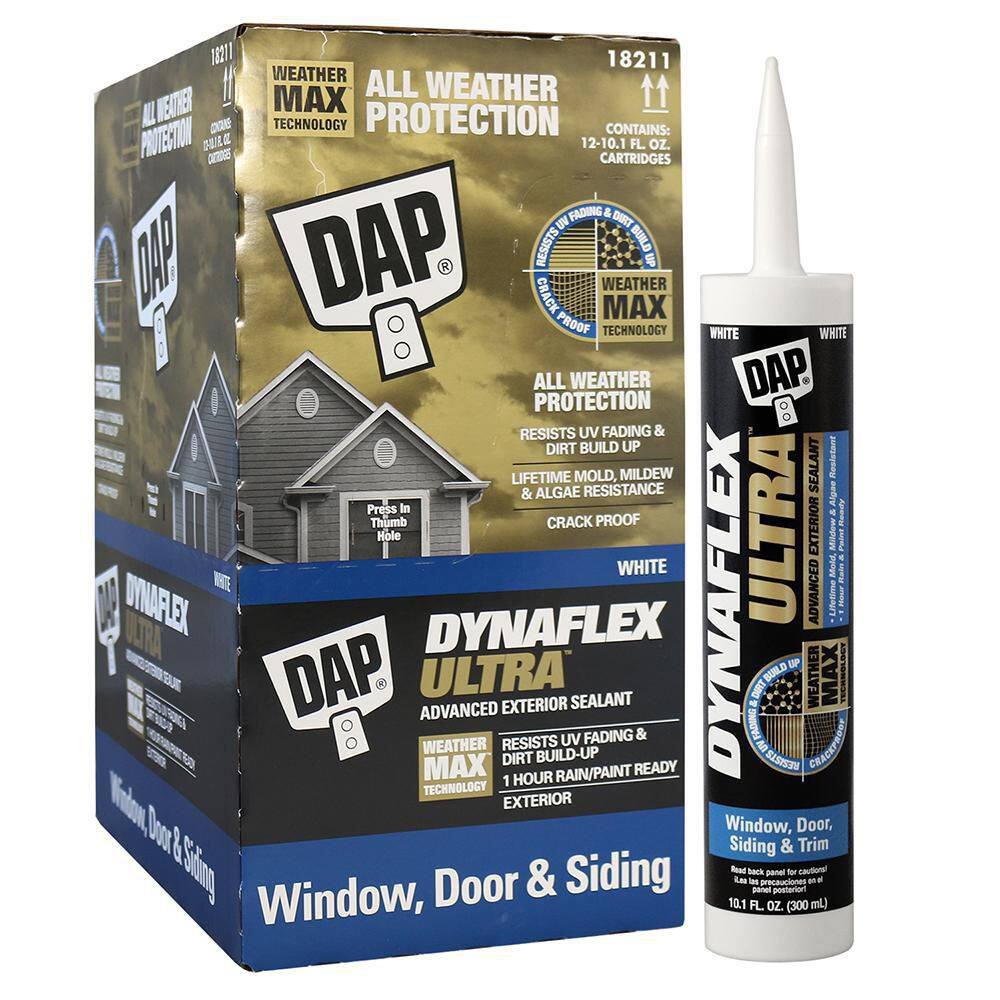 DAP Dynaflex Ultra 10.1 oz. White Advanced Exterior Window Door and Siding Sealant (12-Pack) 7079818211