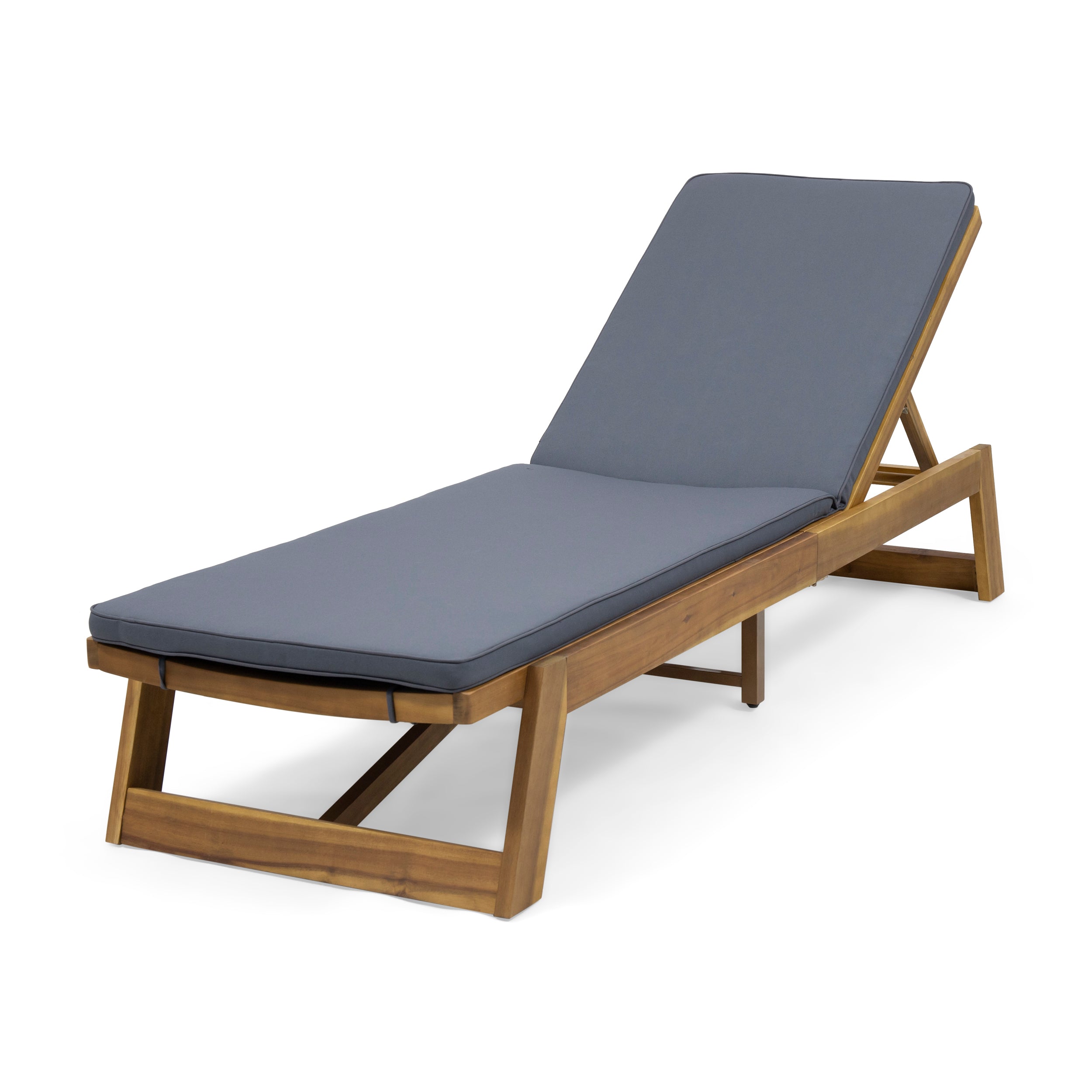 Adelaide Outdoor Acacia Wood Chaise Lounge and Cushion Set