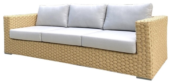 Teva Furniture Malibu Wicker Sofa with Cushion   Tropical   Sofas   by Homesquare  Houzz