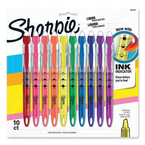 Sharpie Liquid Pen Style Highlighters， Chisel Tip， Assorted Colors， 10/Set (24415PP)