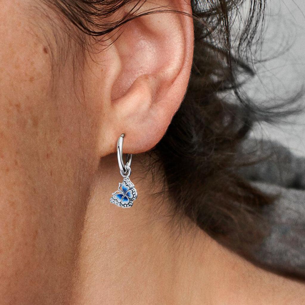 PANDORA  Blue Butterfly Hoop Earrings