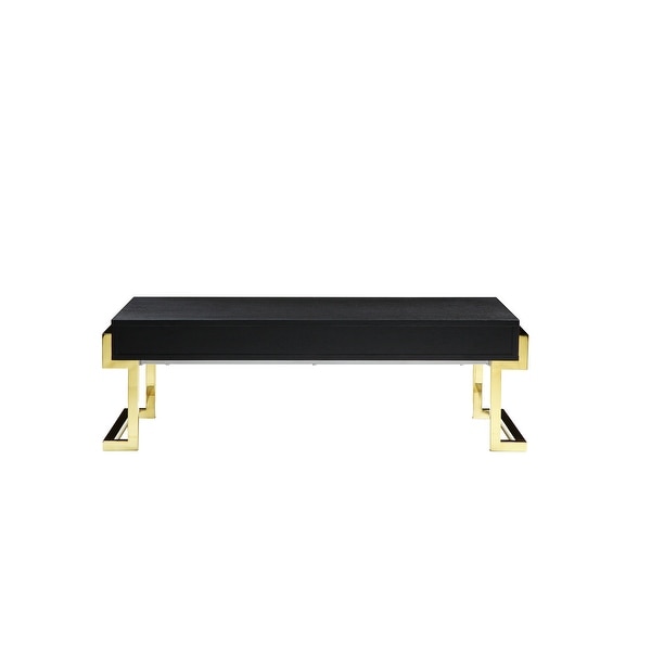 Julia Coffee Table in Black Ash Veneer and Gold.