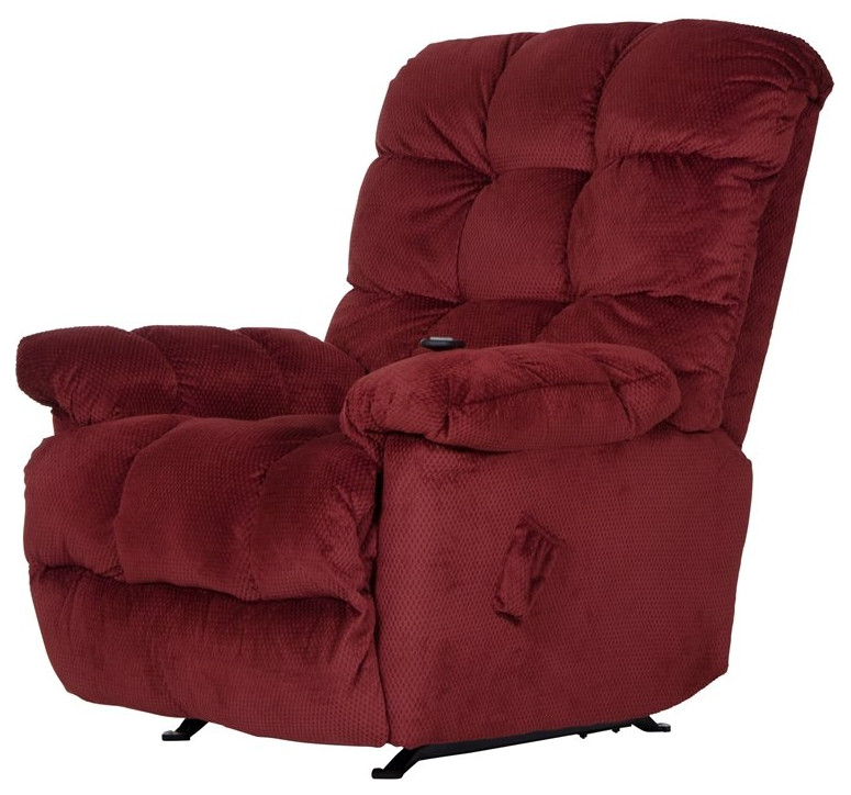 Batts Chaise Rocker Recliner with Deluxe Heat  ampMassage in Red Polyester Fabric   Contemporary   Recliner Chairs   by Homesquare  Houzz