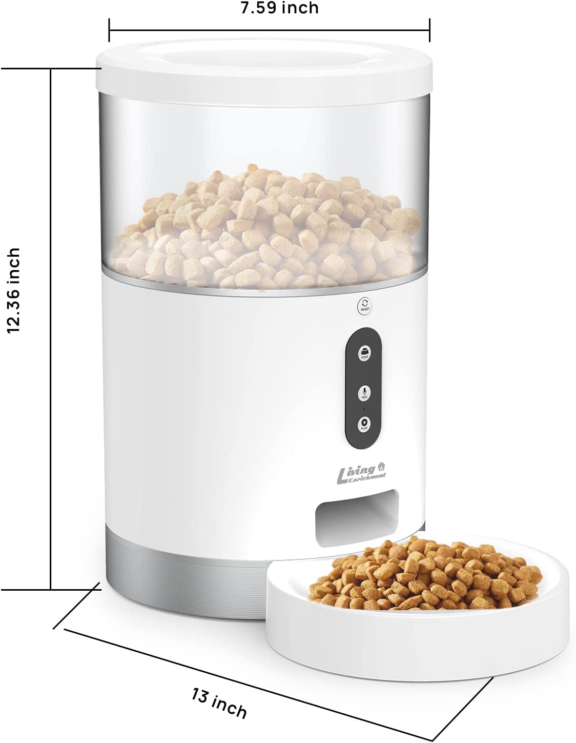 Automatic Cat Feeder， WiFi Smart Pet Feeder 4L， Auto Dog Food Dispenser with Portion Control， Distribution Alarms and Voice Recorder， APP Control， for Cats， Dogs and Small Pets