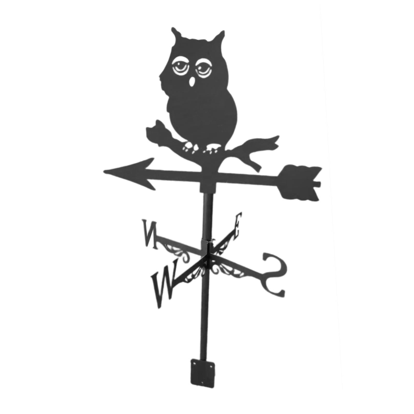 Roof Weather Vane with Animal Silhouette Statue Decorative Farm Scene Owl