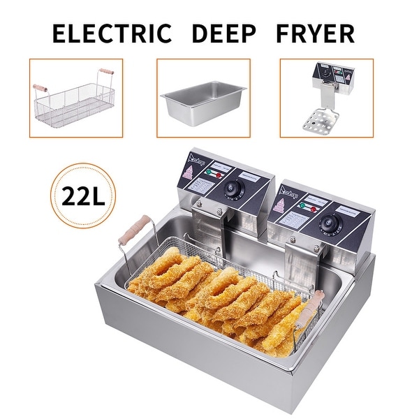 23.26Qt/22L Stainless Steel Large Single-Cylinder Electric Fryer