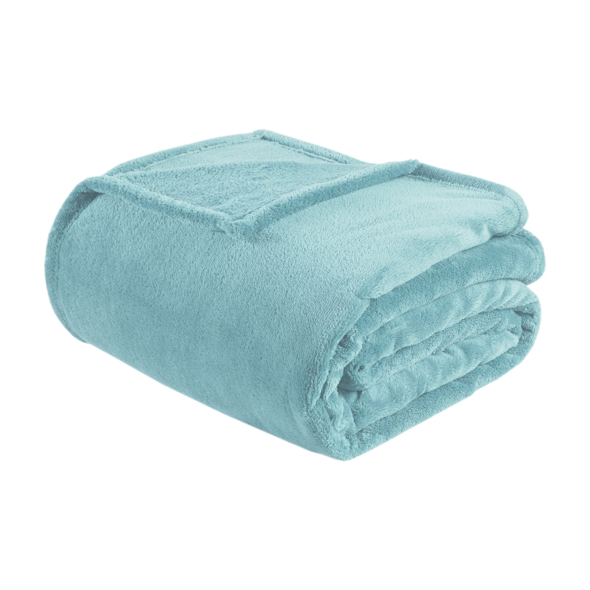 Home Essence Apartment Microlight Plush Casual Aqua Blue Solid Print Polyester Bed Blanket， Full/Queen， Washable