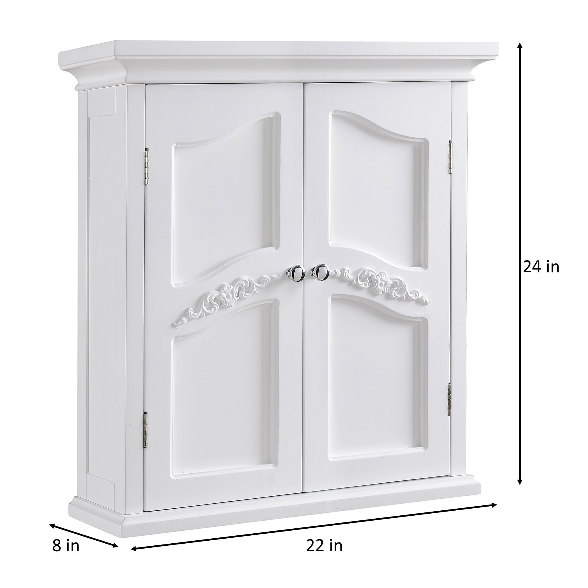 Teamson Home Versailles Wooden Wall Cabinet with 2 Shelves, White