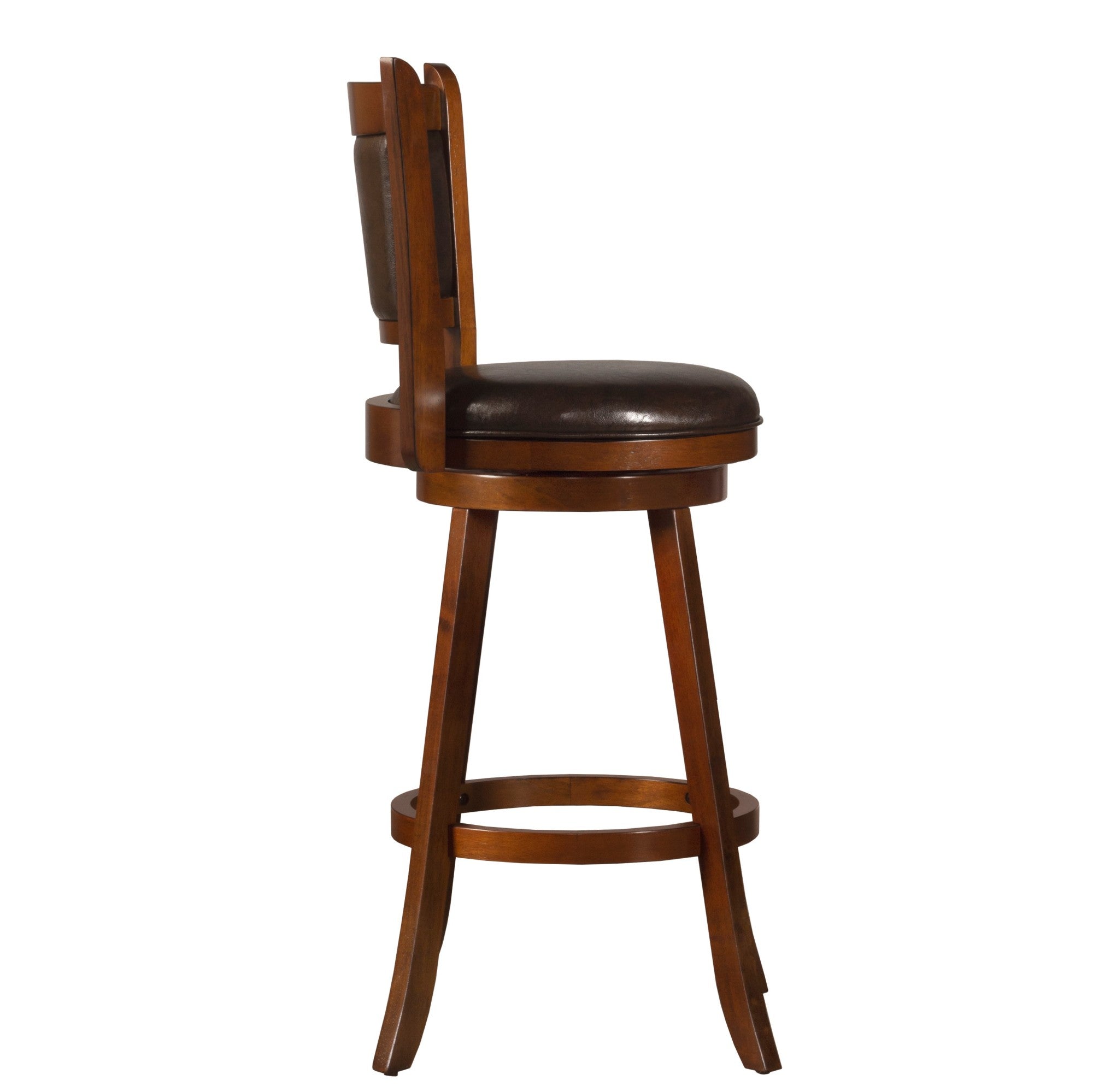 Hillsdale Furniture Dennery Wood Bar Height Swivel Stool， Cherry with Brown Vinyl