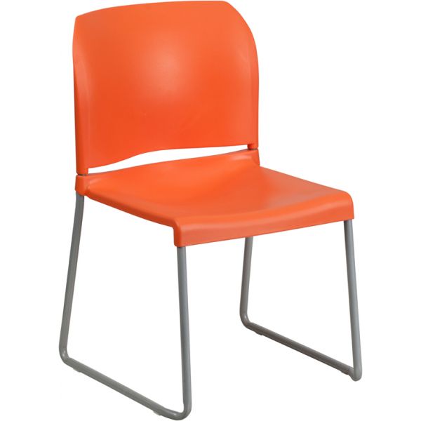 HERCULES Series 880 lb. Capacity Yellow Full Back Contoured Stack Chair with Gray Powder Coated Sled Base