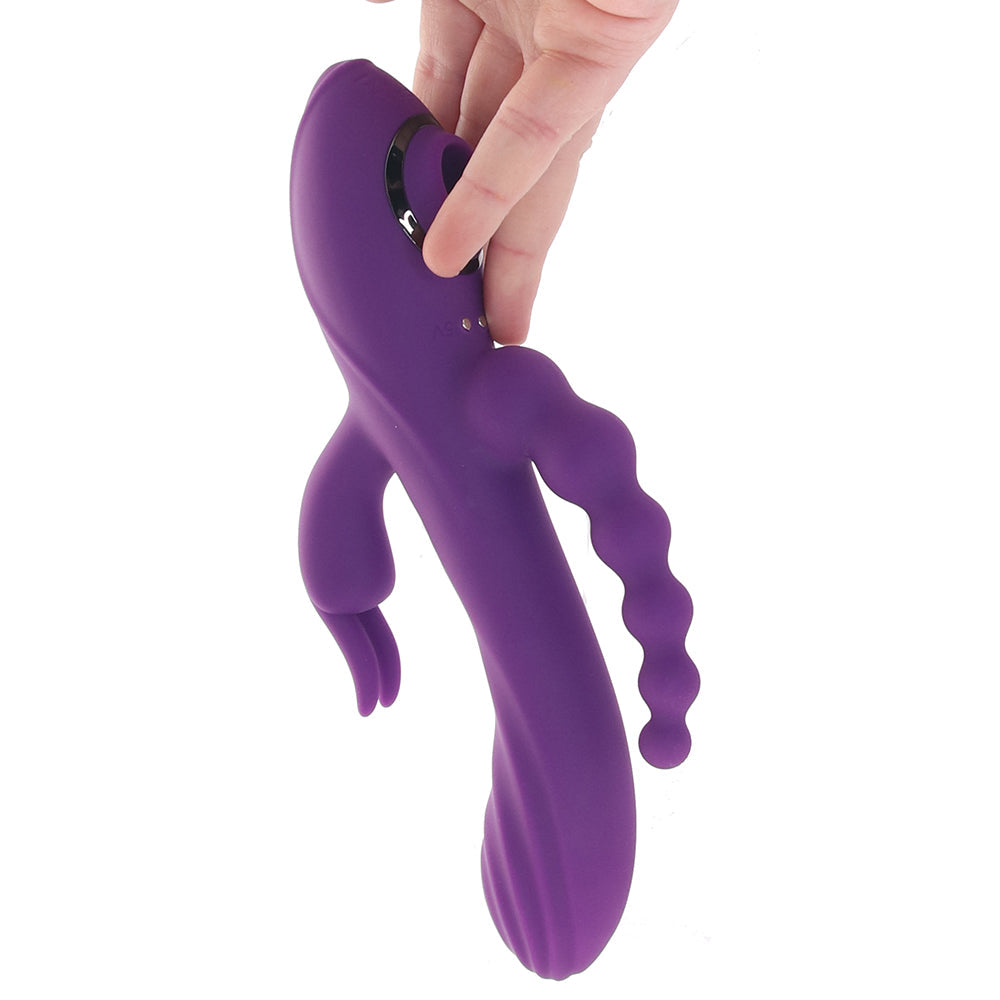 Fourgasm Triple Stimulator Sucking Rabbit Vibe in Purple