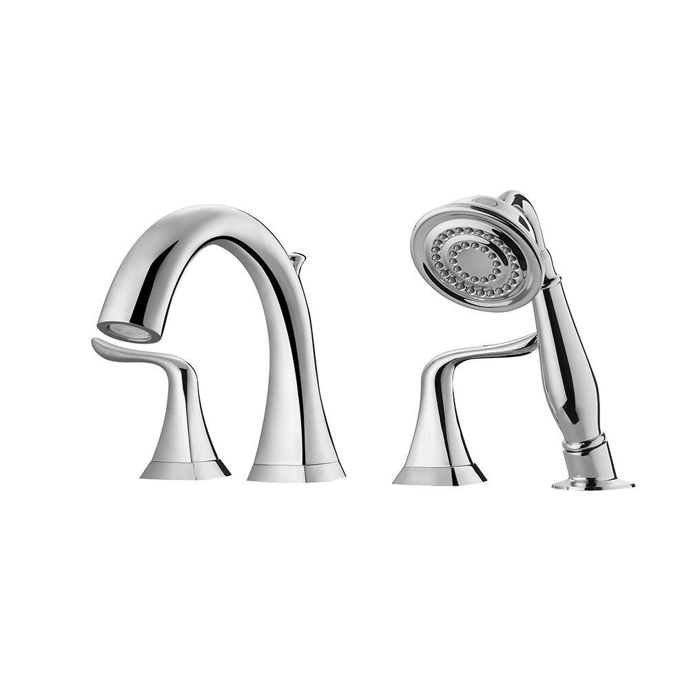 ROSWELL Claudius 2-Handle Tub Deck Mount Roman Tub Faucet with Hand-Held Shower in Polished Chrome 104224-BTF-PC