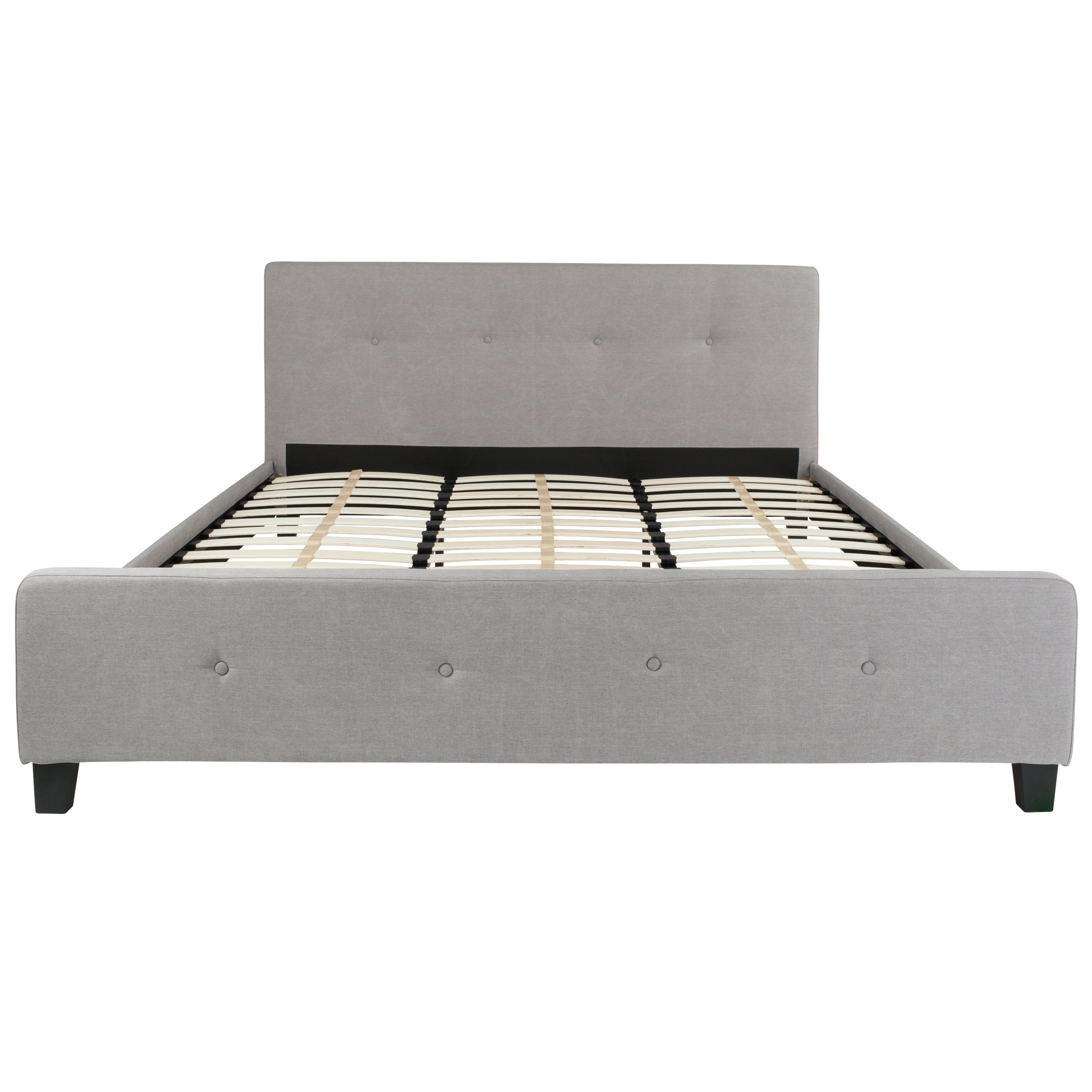 Flash Furniture Tribeca King Size Tufted Upholstered Platform Bed in Light Gray Fabric