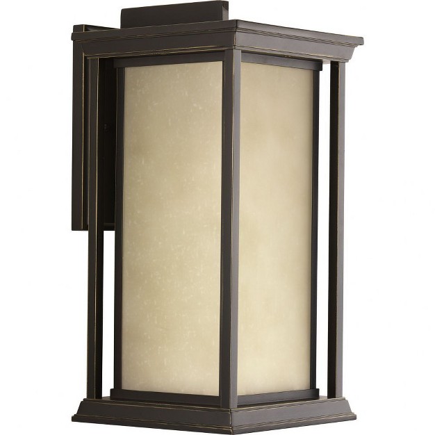 Progress Lighting Endicott 1 light X large Wall Lantern Antique Bronze Linen Glass Shade