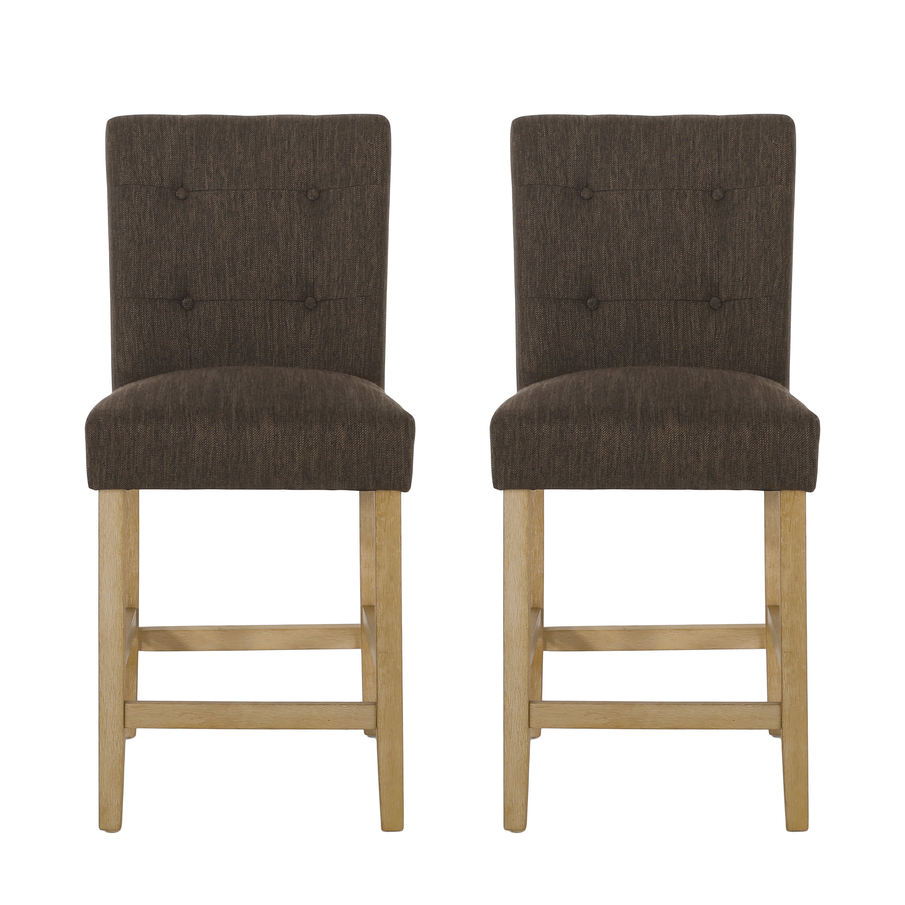 roy Contemporary Fabric Button Tufted 26 Inch Counter Stools, Set of 2