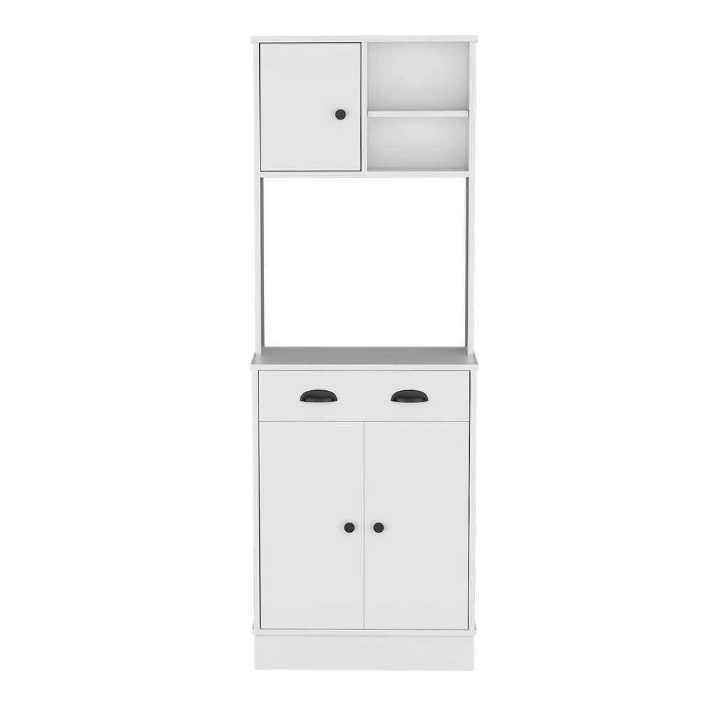 Microwave Storage Stand with 3 Doors and Drawer Arlington  White / Macadamia Finish