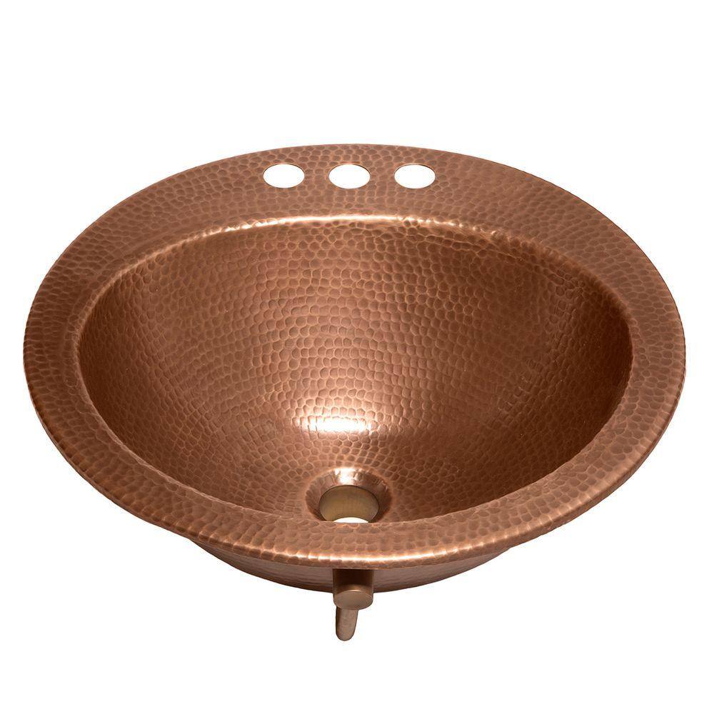 SINKOLOGY Bell 18 Gauge 19 in. Copper Drop-In Bath Sink in Antique Copper SB101-19AC