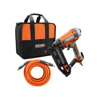 RIDGID Pneumatic 16-Gauge 2-12 in. Straight Finish Nailer with 14 in. 50 ft. Lay Flat Air Hose R250SFF-R5025LF