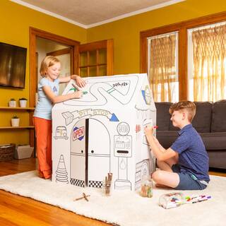 Easy Playhouse Garage-Kids Art  Craft for Indoor Decorate  Personalize Cardboard Fort EP1102