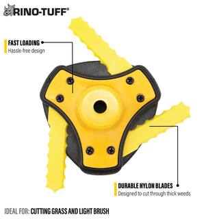 Rino-Tuff Universal Fit Push-N-Load 3 Blade Replacement Head for Gas and Select Cordless String Grass TrimmerLawn Edger 16234